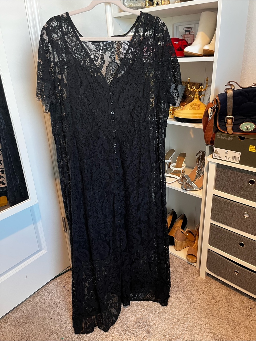 Torrid Black Lace Button-Front Maxi Dress